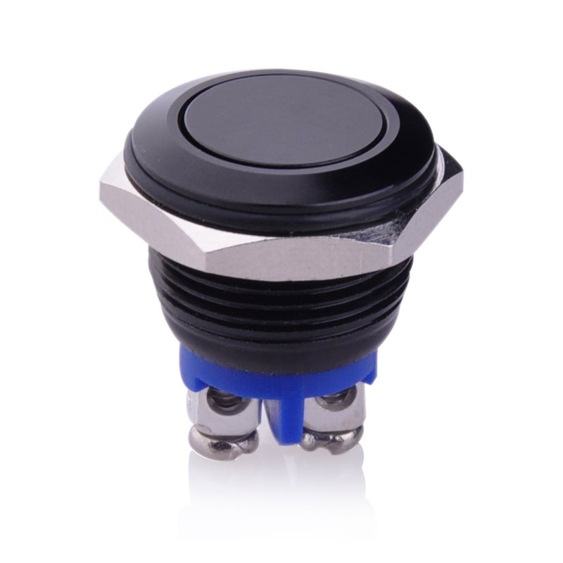 UlincosÂ® Momentary Push Button Switch U16A1 1NO SPST Black Metal Shell Suitable for 16mm Mounting Hole - Image 1
